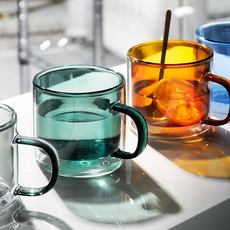 Heat-Resistant Creative Borosilicate Glass Tea Mugs Transparent