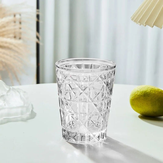 European Style Colorful Checkered Creative Hand-carved  Water Glass Tumbler Cups