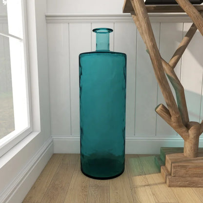 Teal Glass Vase, Nautical Home Decor