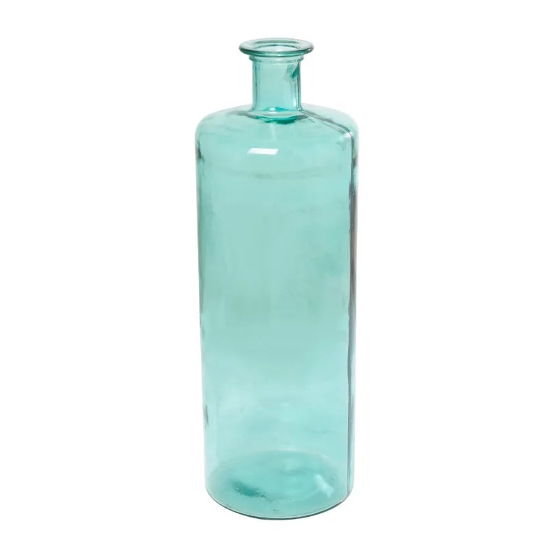 Teal Glass Vase, Nautical Home Decor