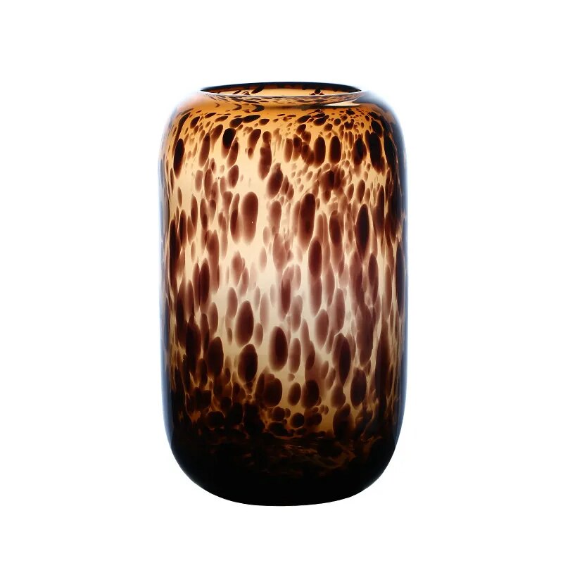 Amber Leopard Crystal Glass Vases