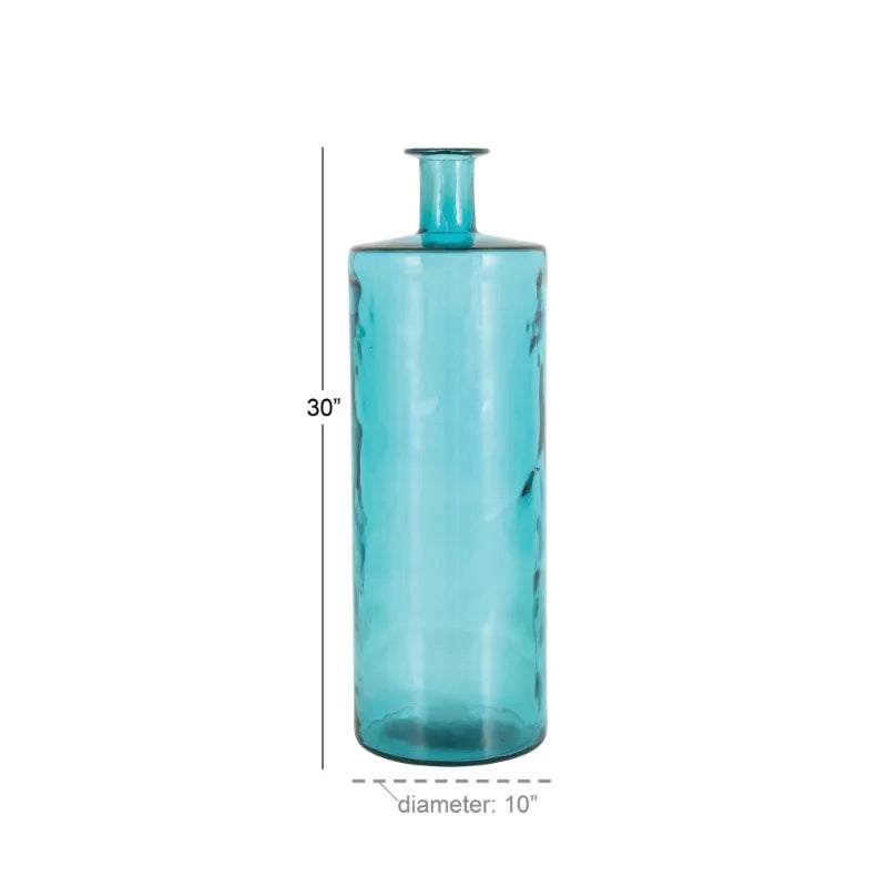 Teal Glass Vase, Nautical Home Decor