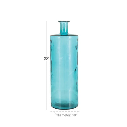 Teal Glass Vase, Nautical Home Decor