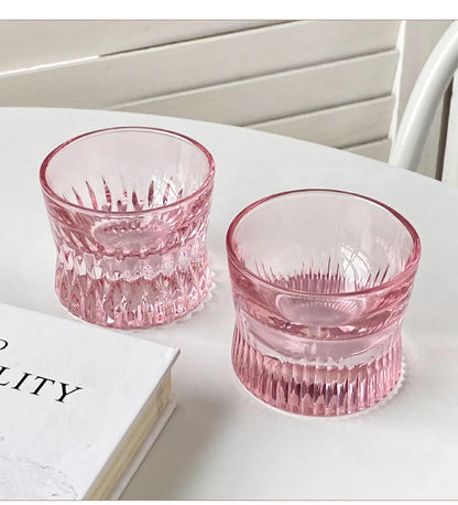 Pink Hand-engraved Crystal Glass Cups