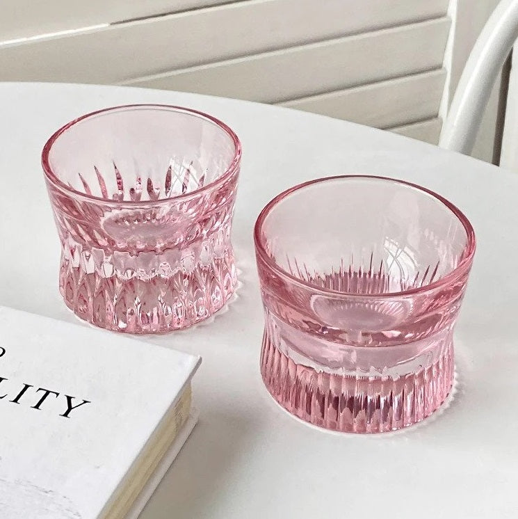 Pink Hand-engraved Crystal Glass Cups