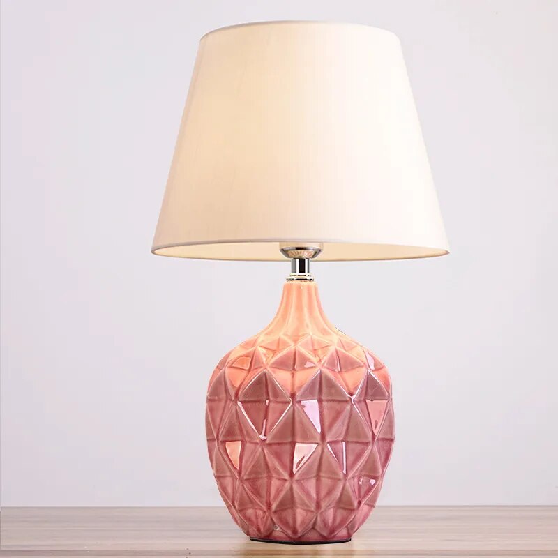 Waffle Ceramic Pink Table Lamp