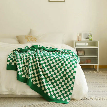 Green Geometric Throw Blanket for Retro home decor