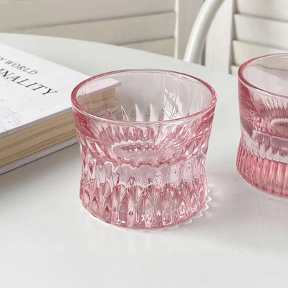 Pink Hand-engraved Crystal Glass Cups