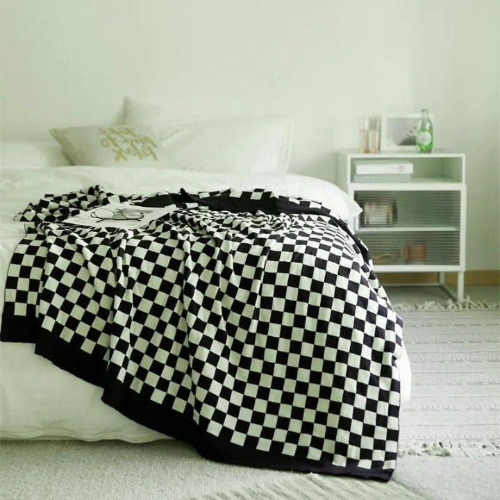 Black and White Checked Blanket Retro style