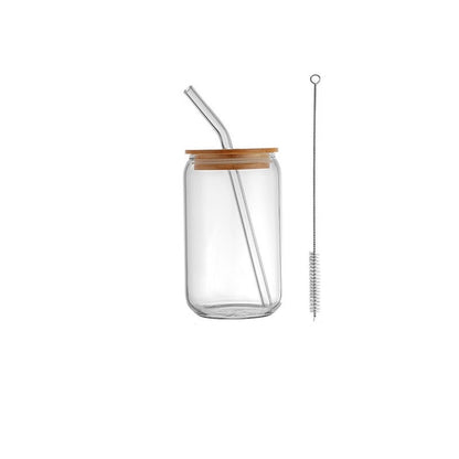 Transparent Cup with Bamboo Lid and Straw – Uphill Shop