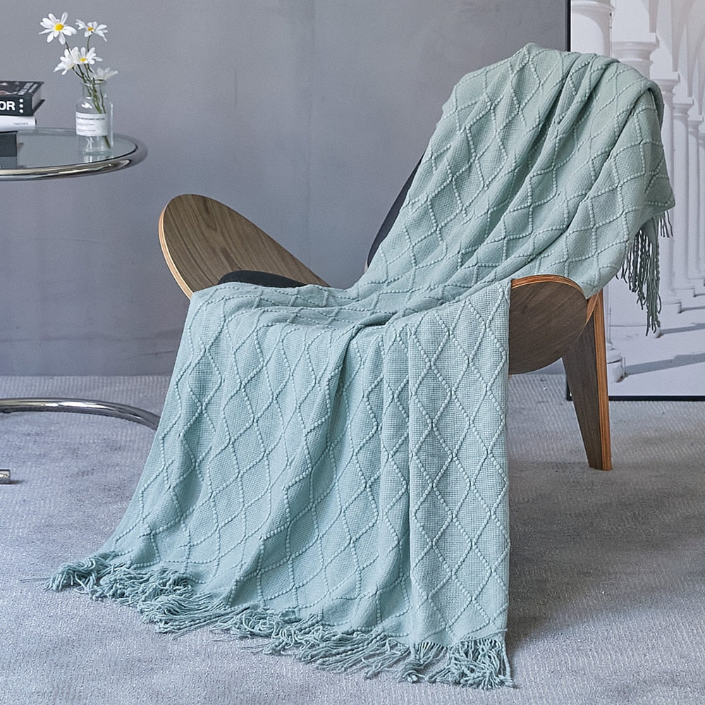 Light blue 2024 knitted throw