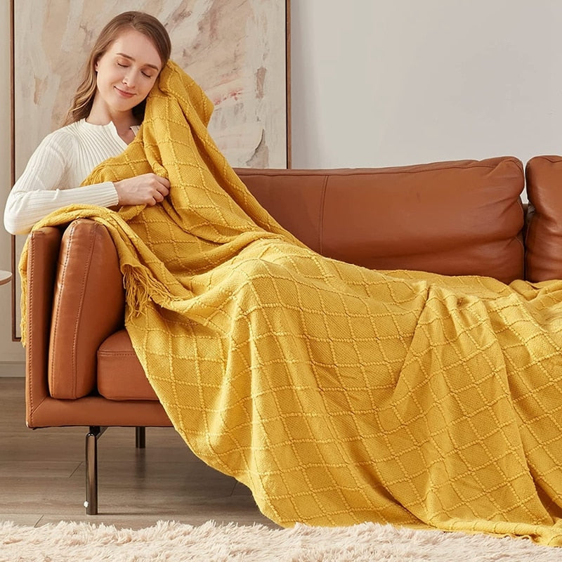 Large mustard best sale throw blanket